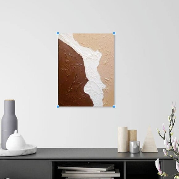 Textured Wall Hanging Art in Brown, Beige and White Abstract Acrylic - Picture 2 of 3